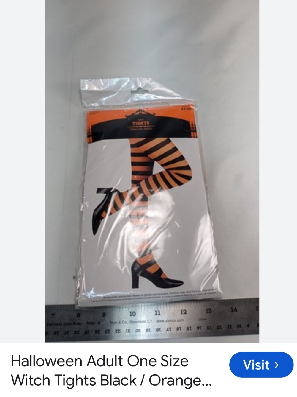 #3031**Halloween Women's Orange and Black Striped Witch Tights - Unbranded